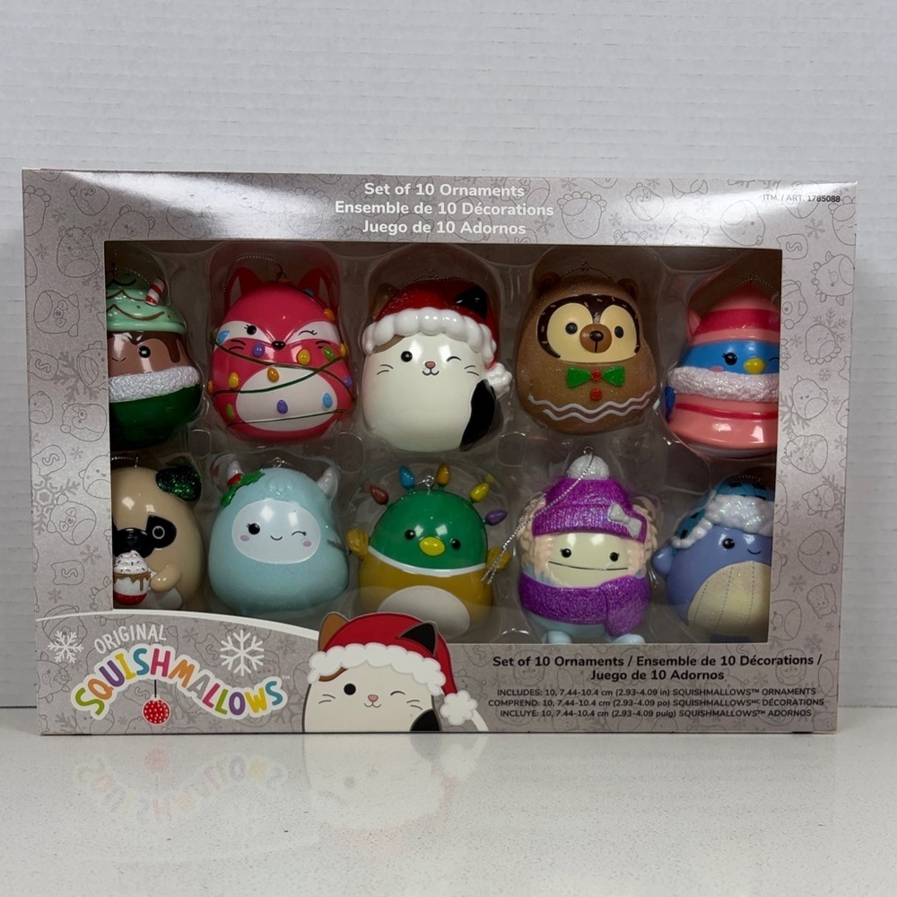 Squishmallows Holiday Ornaments Set of 10 Multicolor Christmas Decor